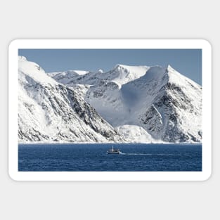 Norway Winter Landscape - Sea Mountains and Snow Sticker
